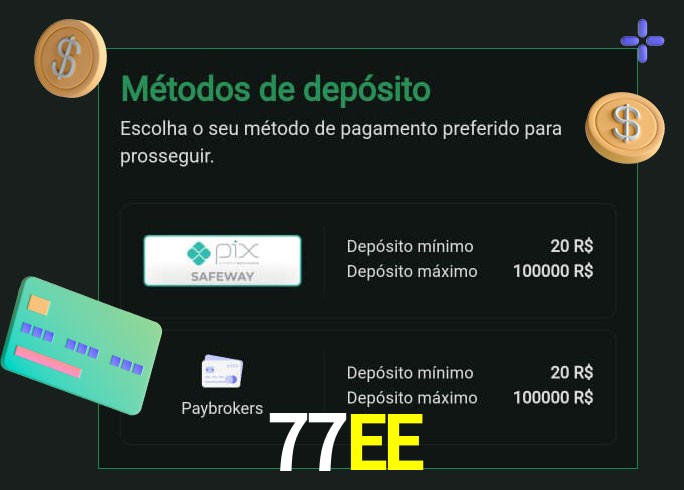 O cassino 77EE oferece uma grande variedade de métodos de pagamento